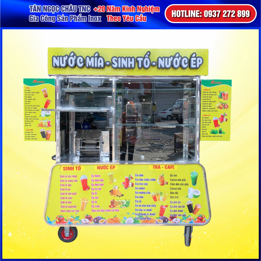 Xe Nước Mía - Sinh Tố - Nước Ép Decal Vàng Siêu Hot